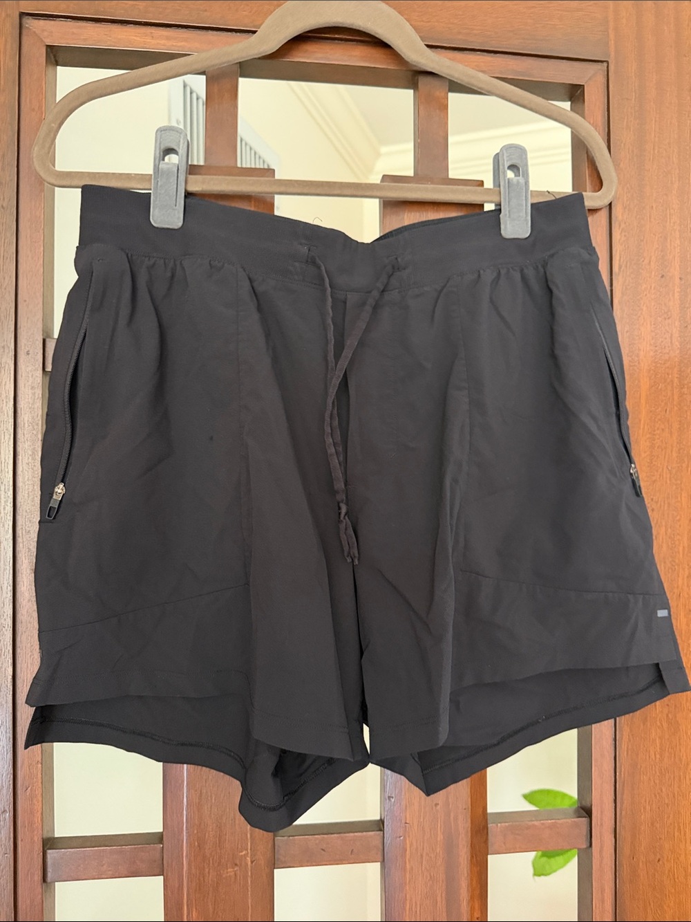 Lululemon Men's Black Performance Shorts with Zip Pockets